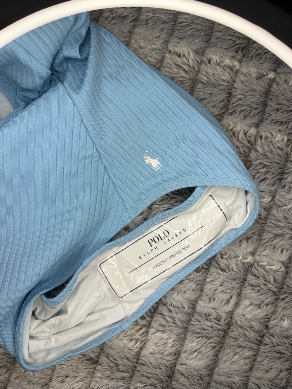 Polo by Ralph Lauren Ribbed Scoop One-Piece Swimsuit - Light Blue - Picture 6 of 6